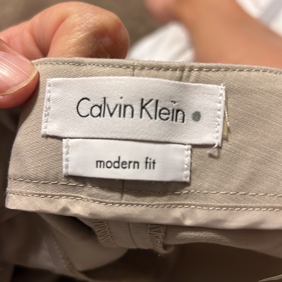 Calvin Klein modern fit tan flat front trousers - Picture 7 of 11